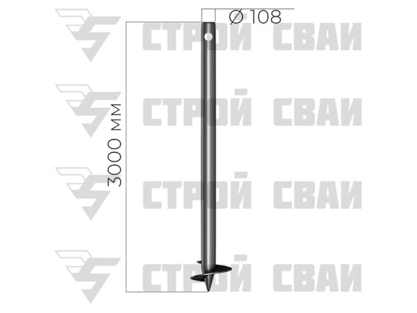 свая винтовая 108х3000 3,5 мм