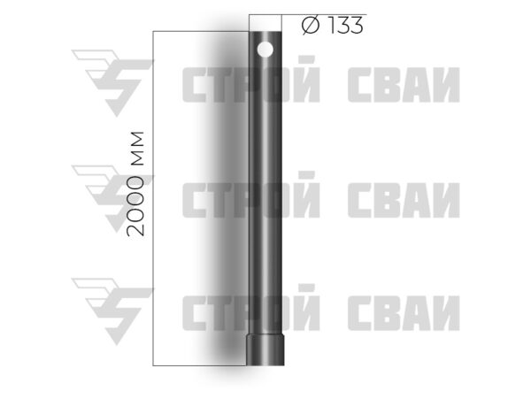 Удлинитель винтовой сваи 133х2000 4 мм
