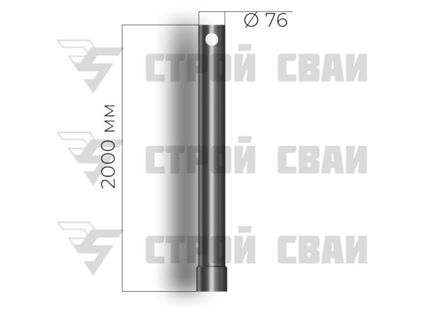 Удлинитель винтовой сваи 76х2000 3,5 мм