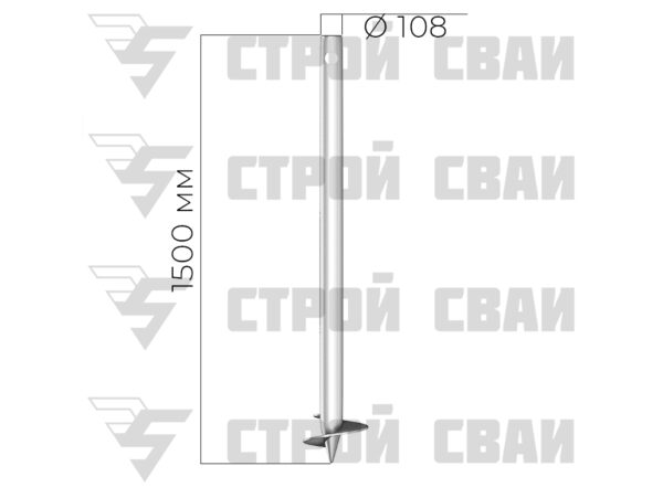 оцинкованная винтовая свая 108х1500 4 мм