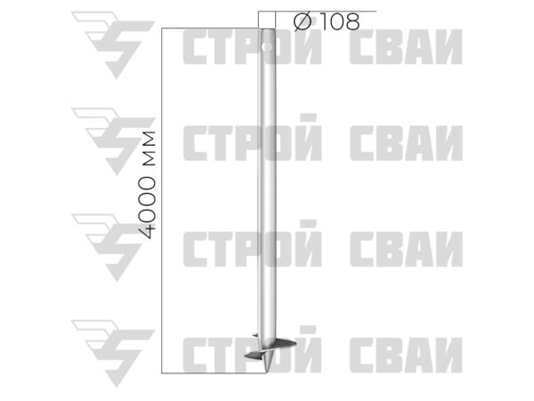 оцинкованная винтовая свая 108х4000 4 мм