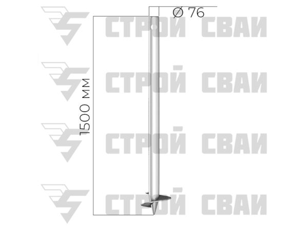 оцинкованная винтовая свая 76х1500 3,5 мм