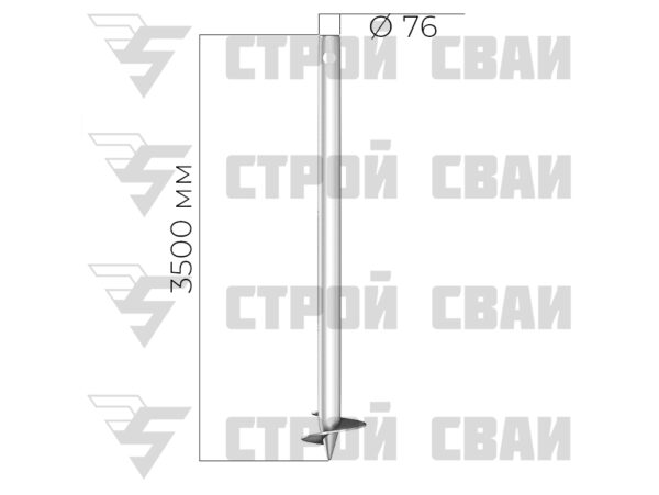 оцинкованная винтовая свая 76х3500 3,5 мм