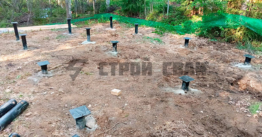 Свайно-винтовой фундамент в СТ Здоровье