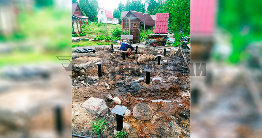 Свайно-винтовой фундамент в СНТ Березка