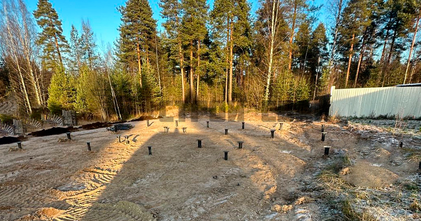 Свайно-винтовой фундамент в посёлке Муезерский