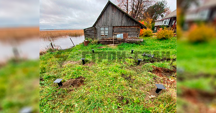 Свайно-винтовой фундамент в урочище Ермолин Наволок