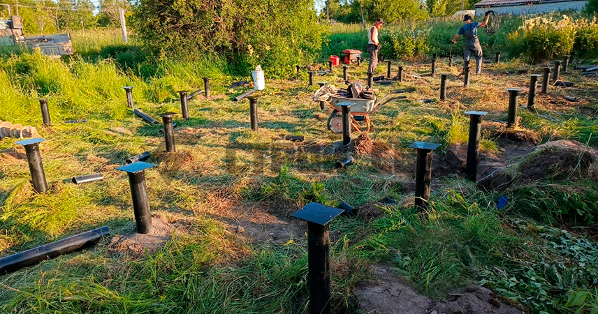 Свайно-винтовой фундамент в селе Шёлтозеро