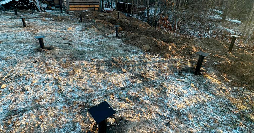 Свайно-винтовой фундамент в деревне Машезеро